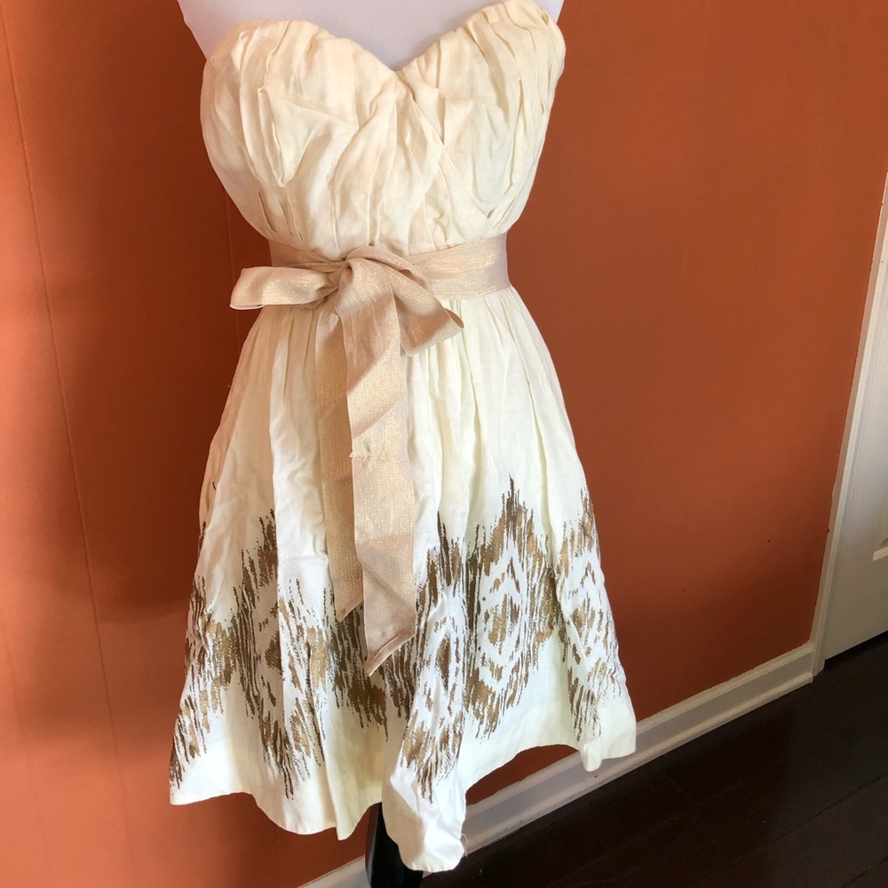 Anthropologie strapless linen dress